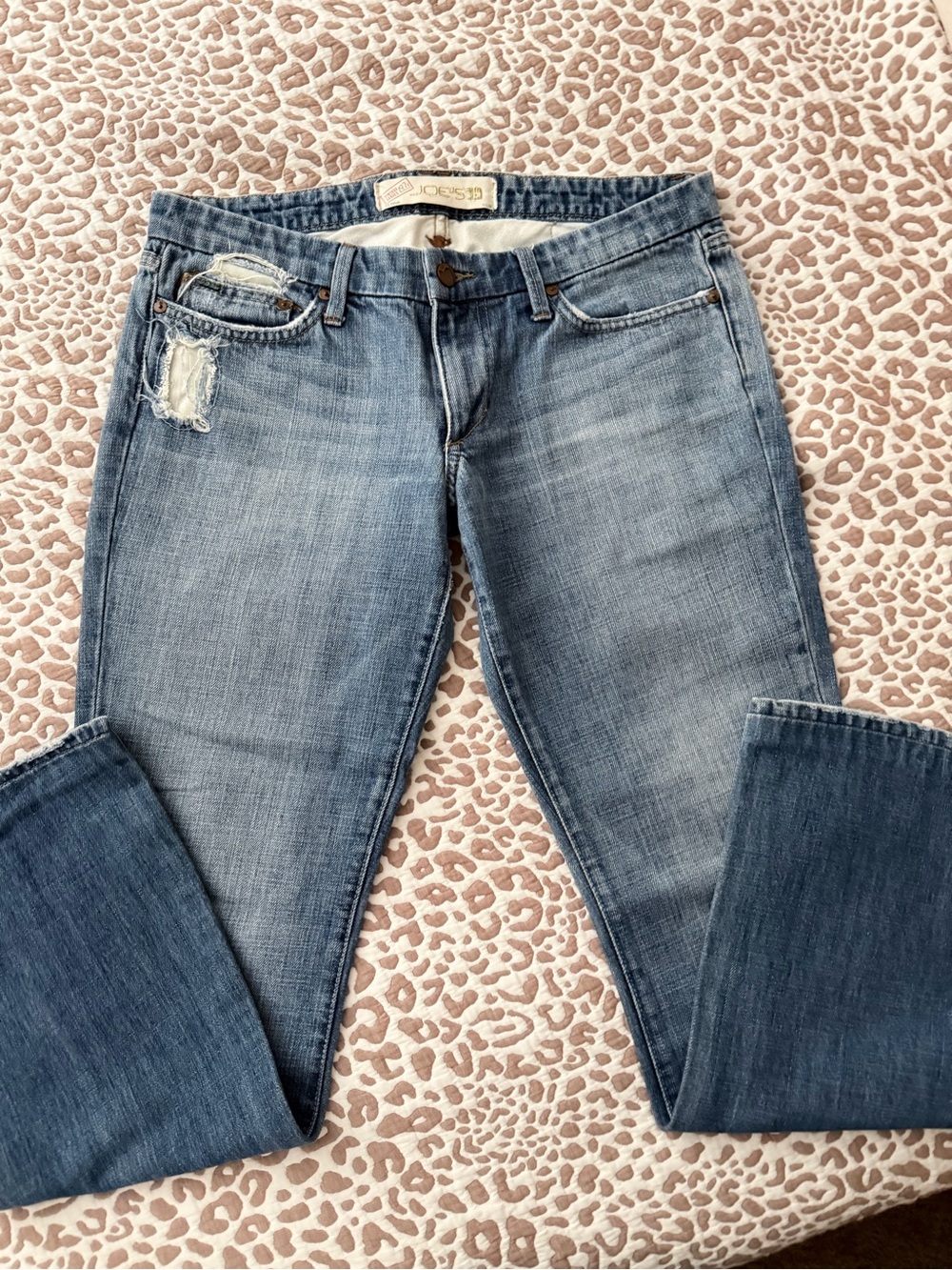 Joe's Jeans Medium Blue Skinny with Faded Wash and Rip